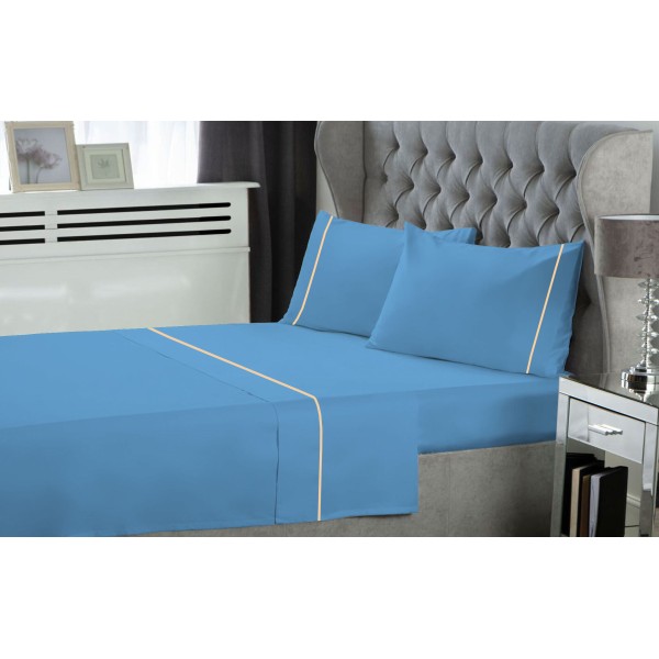 Σετ Σεντόνια Polycotton Υπέρδιπλα 240x270εκ. Blue Le Blanc 7005950-15