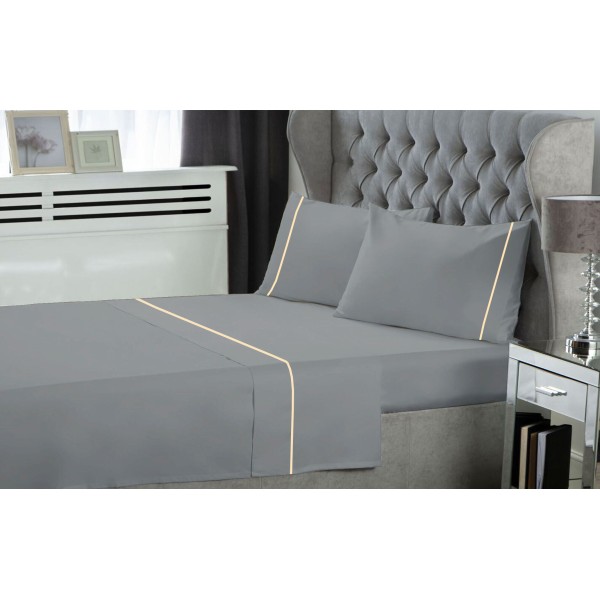 Σετ Σεντόνια Polycotton Υπέρδιπλα 240x270εκ. Light Grey Le Blanc 7005950-16