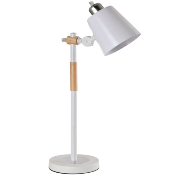 YQ-25110 SAM WHITE METAL-WOOD TABLE LAMP 1Ε1